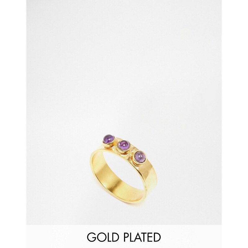 Mirabelle - Vergoldeter, texturierter Ring mit Amethyst - Gold