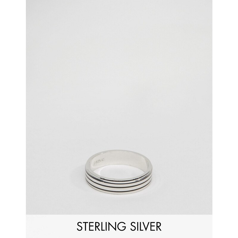 ASOS - Gestreifter Ring aus Sterlingsilber - Silber