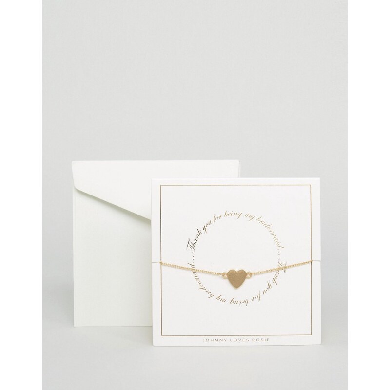 Johnny Loves Rosie - Goldene Geschenkkarte mit Armband für die Brautjungfer - Gold