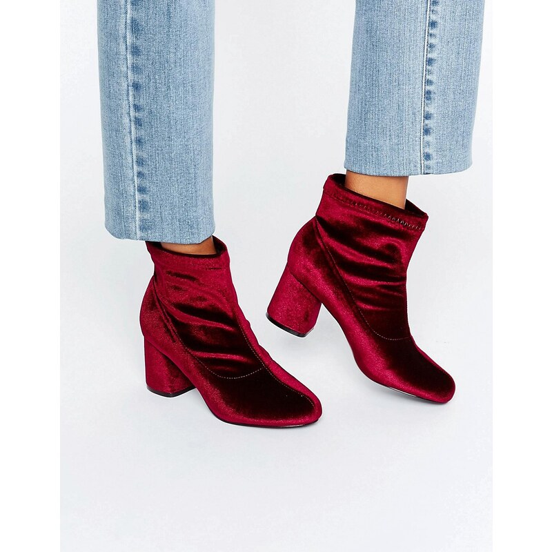Truffle Collection Truffle - Ankle-Boot aus Samt mit rundem Absatz - Rot