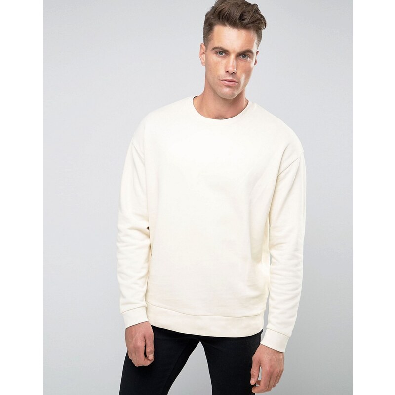 ASOS - Oversize-Sweatshirt in gebrochenem Weiß - Beige