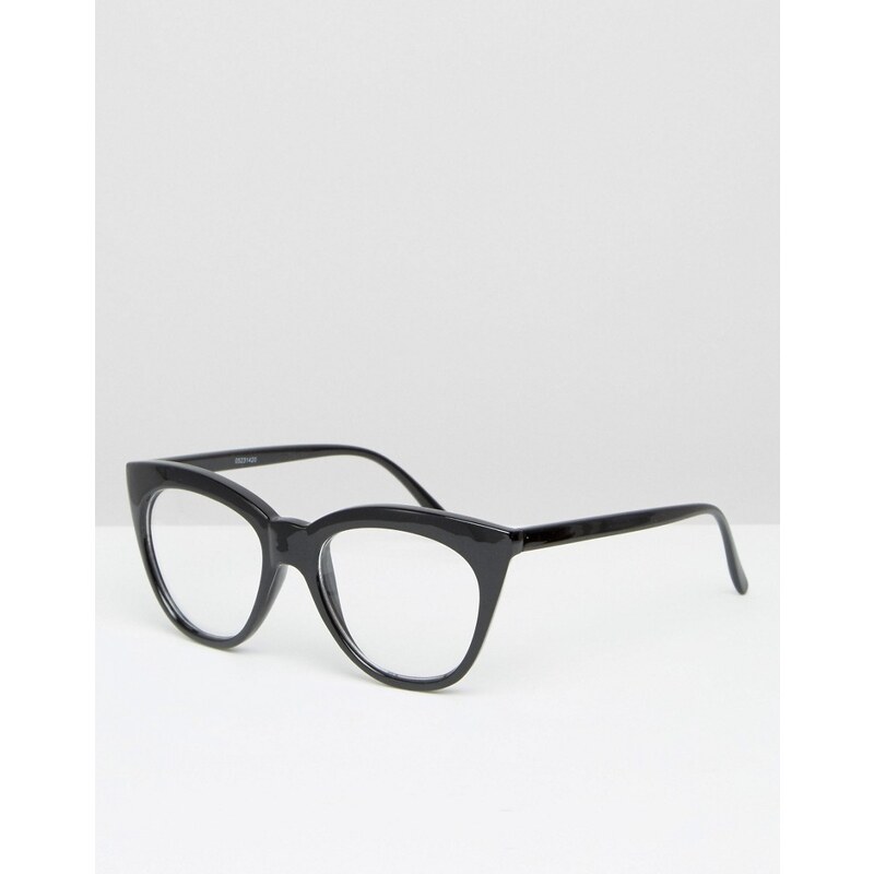 ASOS - Katzenaugenbrille mit klaren Gläsern - Schwarz