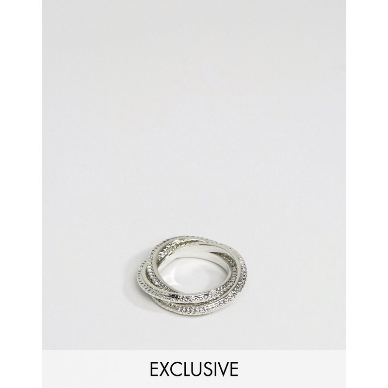 DesignB London - Gemusterte, silberne Ringe - Silber
