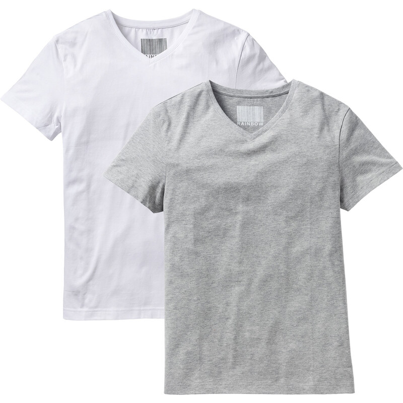 RAINBOW T-Shirt Slim Fit (2er-Pack) kurzer Arm in grau für Herren von bonprix