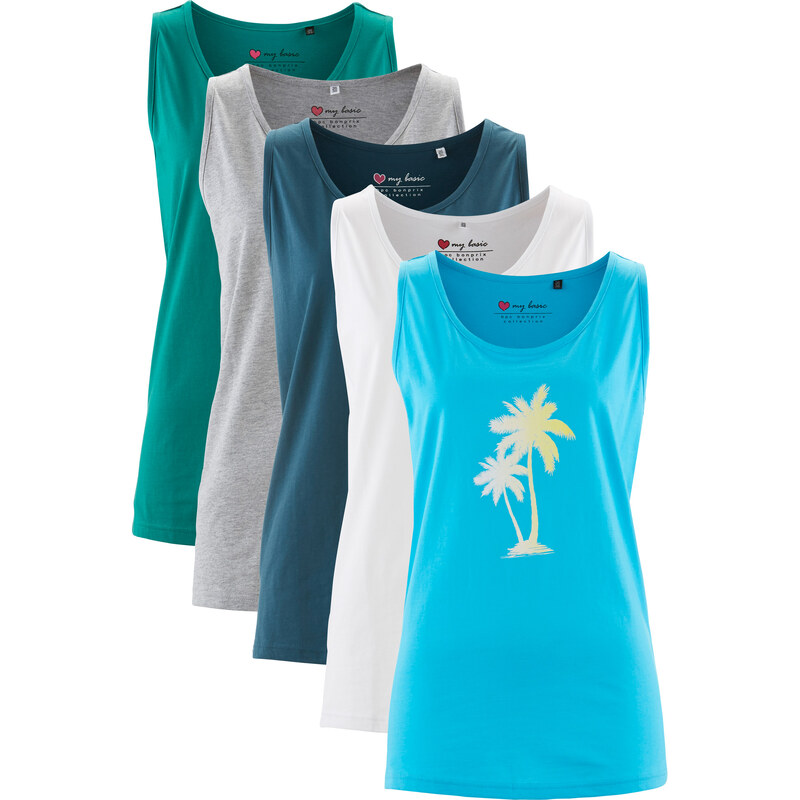 bpc bonprix collection Basic Baumwollshirt Single-Jersey ohne Ärmel in blau für Damen von bonprix
