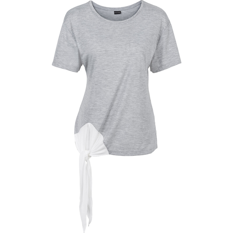 BODYFLIRT Shirt mit Knoten halber Arm in grau für Damen von bonprix