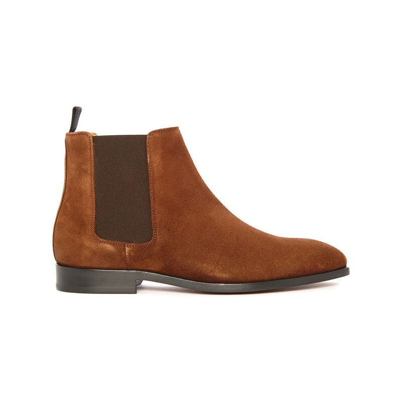 PS By Paul Smith Tabakbraune Chelsea Boots Gerald aus Veloursleder
