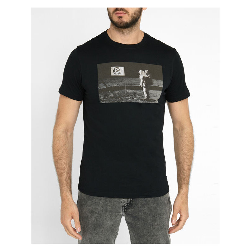 PS By Paul Smith Schwarzes T-Shirt Moon-Print