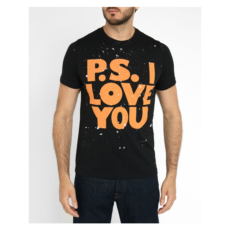 PS By Paul Smith Schwarzes T-Shirt mit Love-You-Print