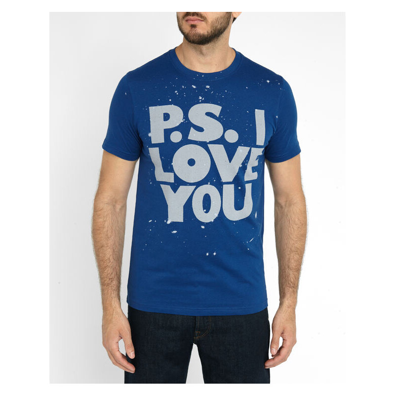 PS By Paul Smith Blaues T-Shirt mit Love-You-Print