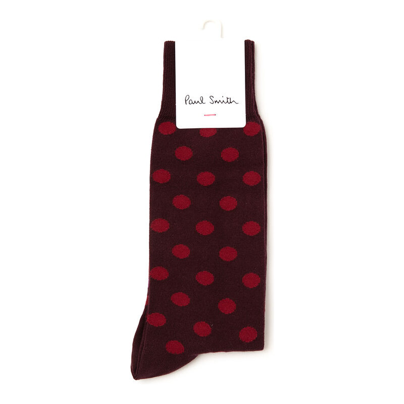 PS By Paul Smith Bordeauxrote Socken Stripes and Dots