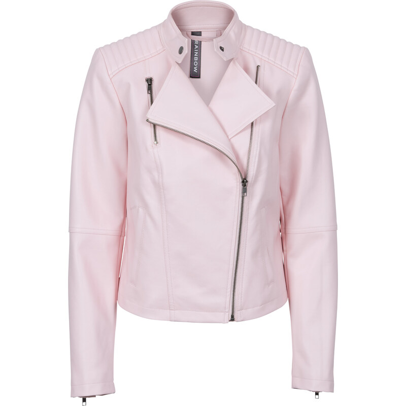 RAINBOW Lederimitat-Jacke langarm in rosa für Damen von bonprix