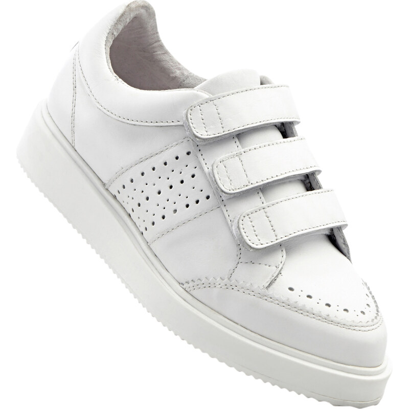RAINBOW Ledersneaker mit 2 cm Plateau in weiß von bonprix