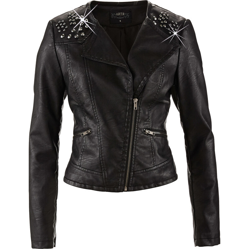 bpc selection Lederimitat-Jacke langarm in schwarz für Damen von bonprix