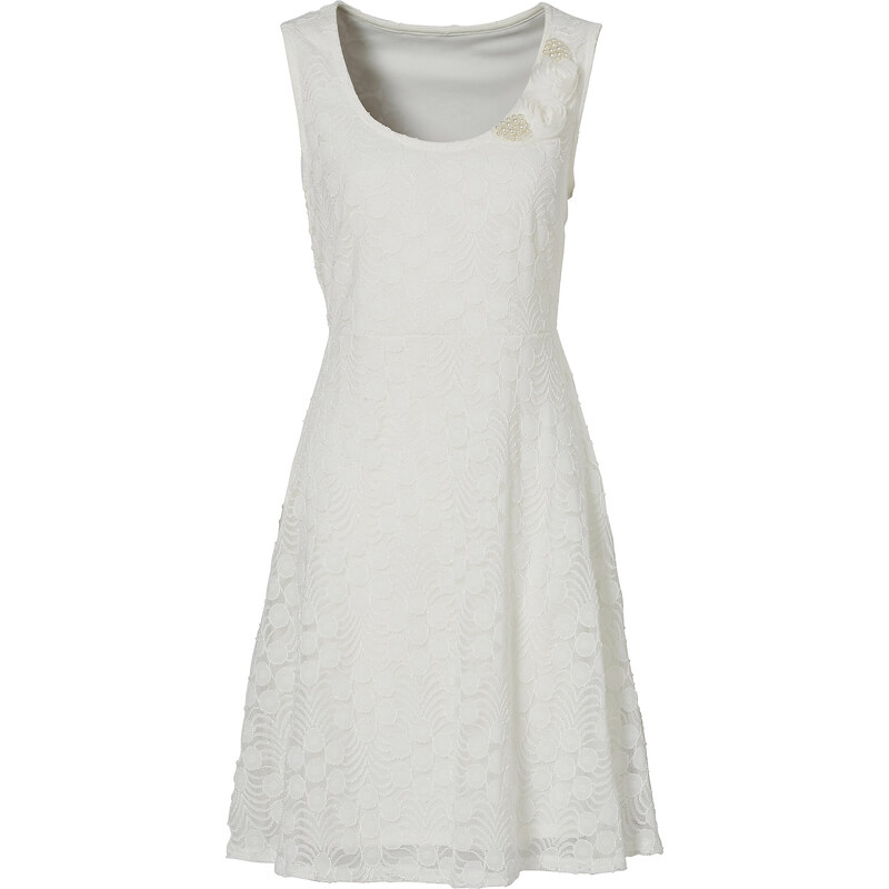BODYFLIRT Shirtkleid ohne Ärmel figurbetont in weiß (Rundhals) von bonprix