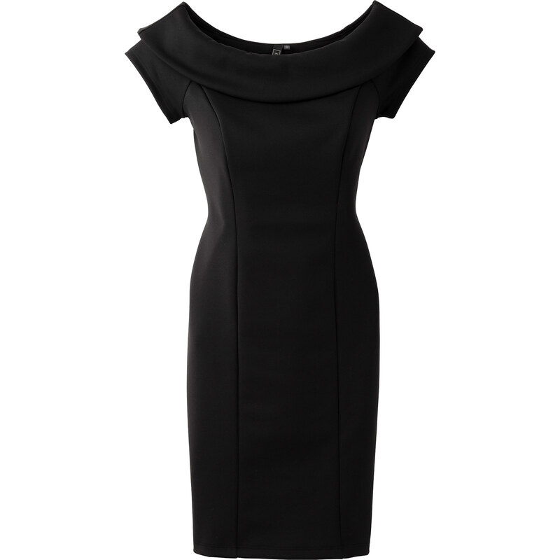 BODYFLIRT boutique Kleid in Scubaoptik/Sommerkleid kurzer Arm in schwarz von bonprix
