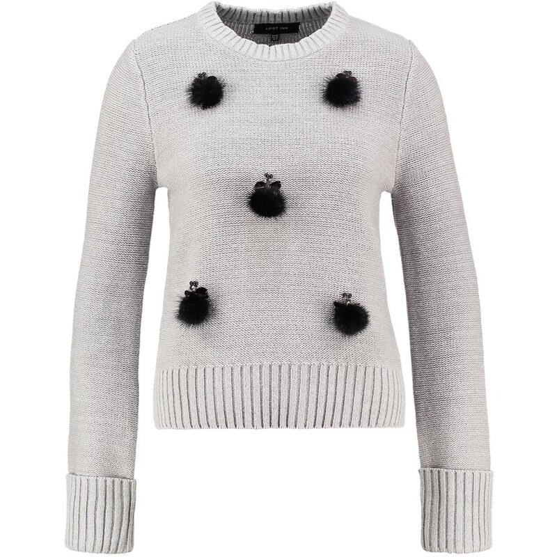 Lost Ink THE BEE Strickpullover grey marl