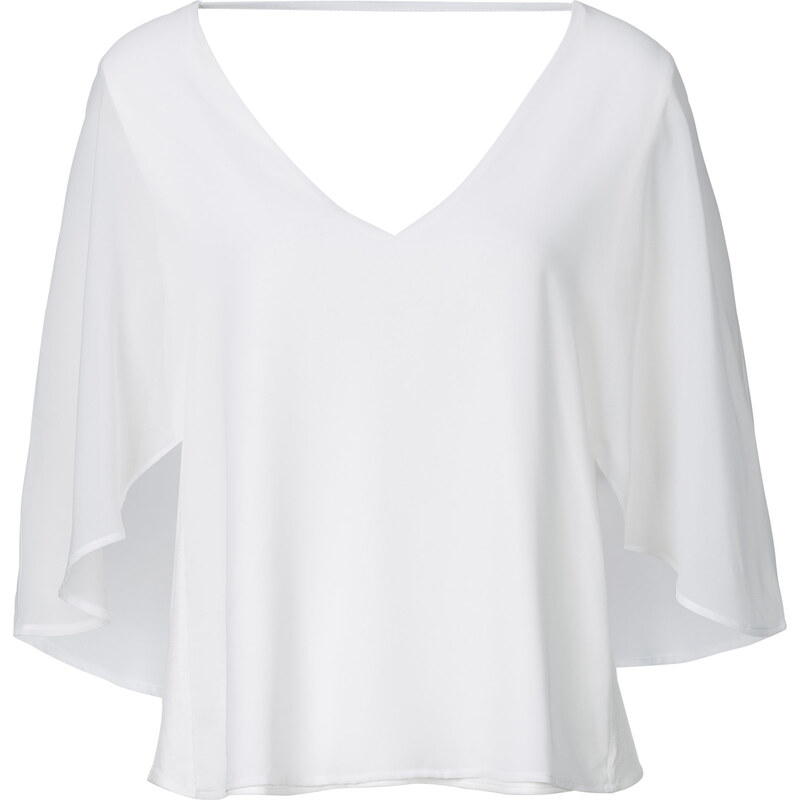 BODYFLIRT Shirt in Poncho-Optik 3/4 Arm in weiß für Damen von bonprix