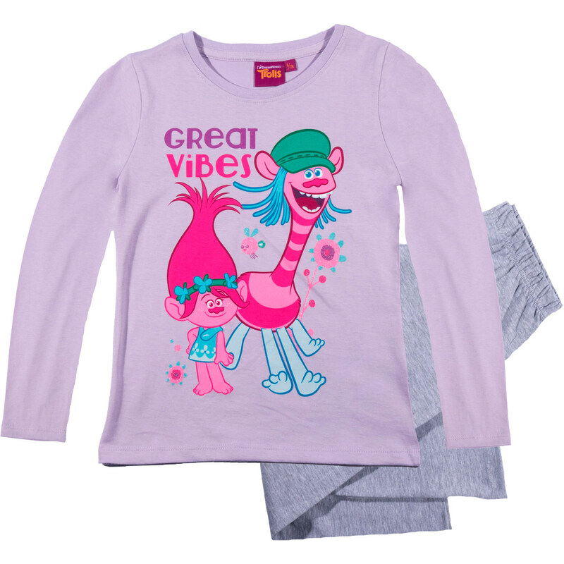 Trolls Pyjama lila in Größe 104 für Mädchen aus 100% Baumwolle Graumelange: 93% Baumwolle 7% Polyester