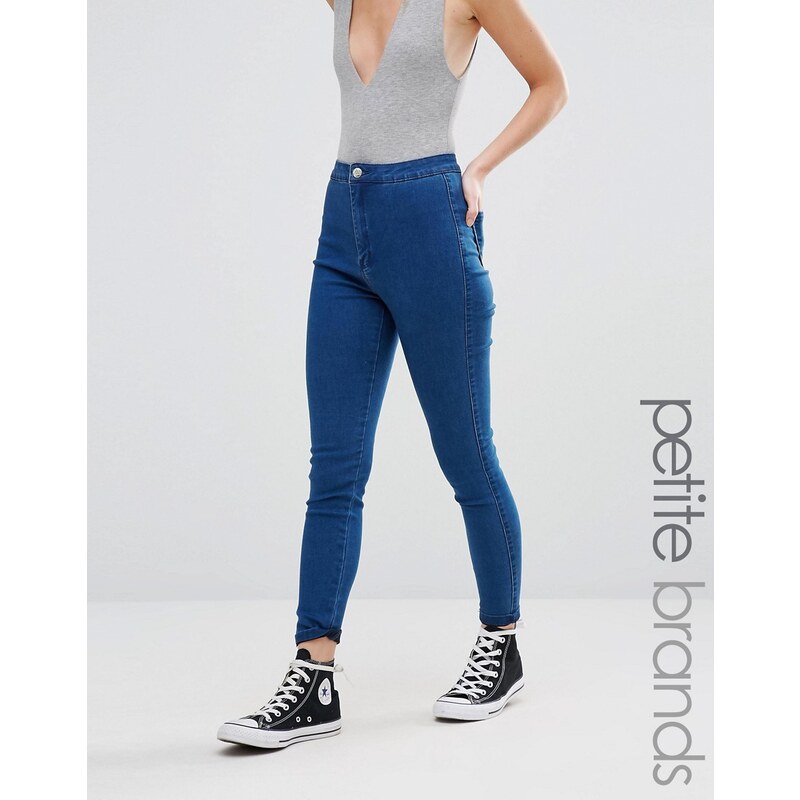 Missguided Petite - Vice - Sehr enge Stretch-Jeans mit hohem Bund - Blau