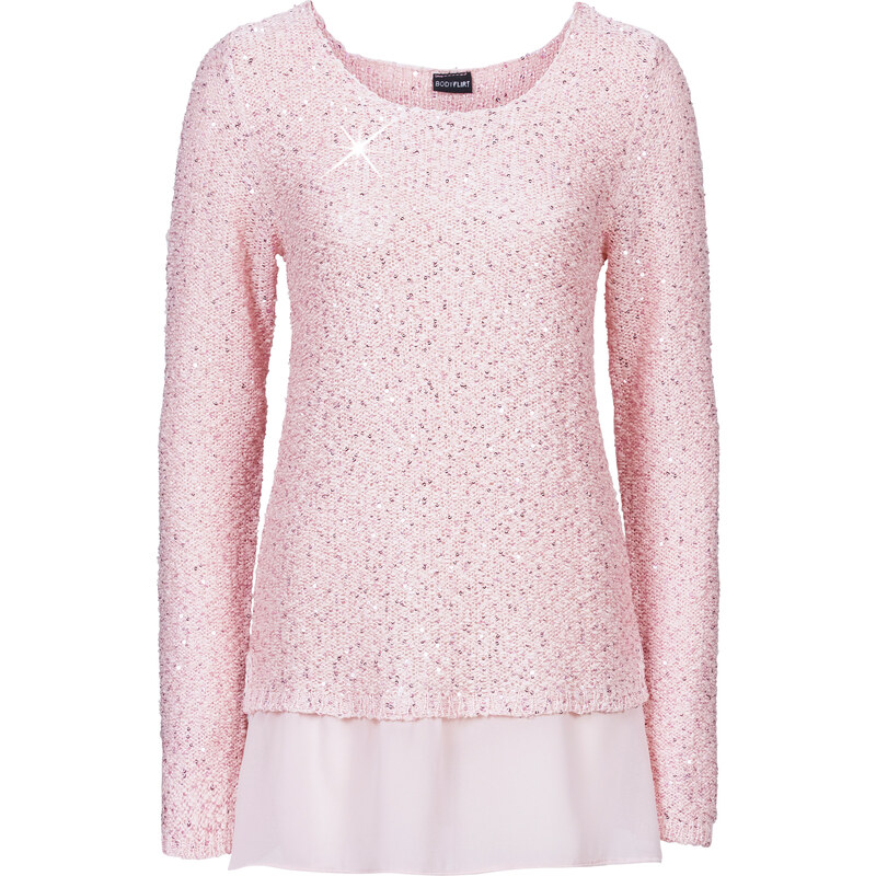 BODYFLIRT Pullover langarm in rosa (Rundhals) für Damen von bonprix