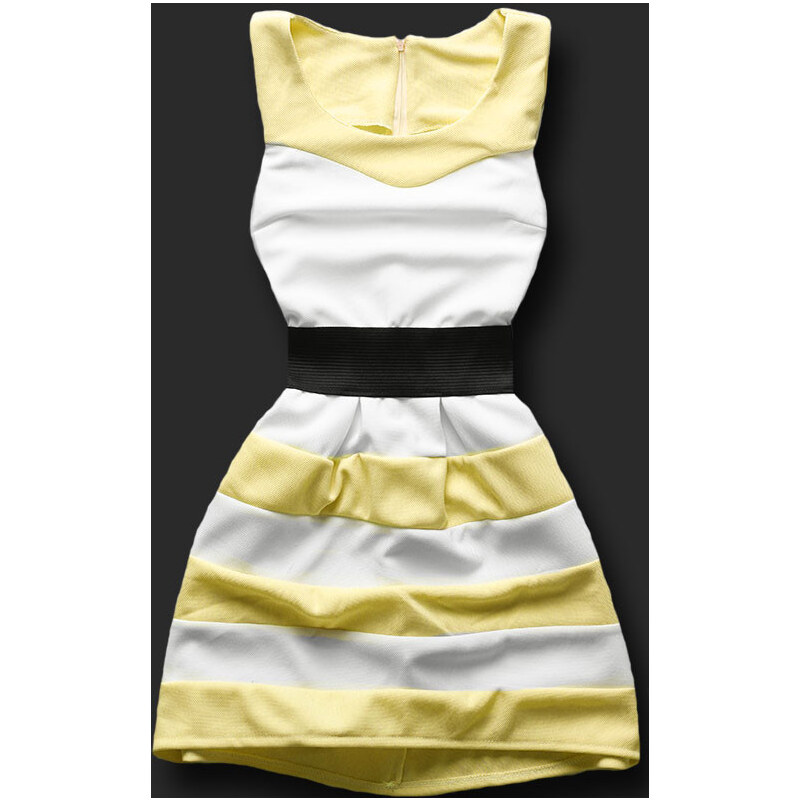 Kleid gelb/weiß 6387
