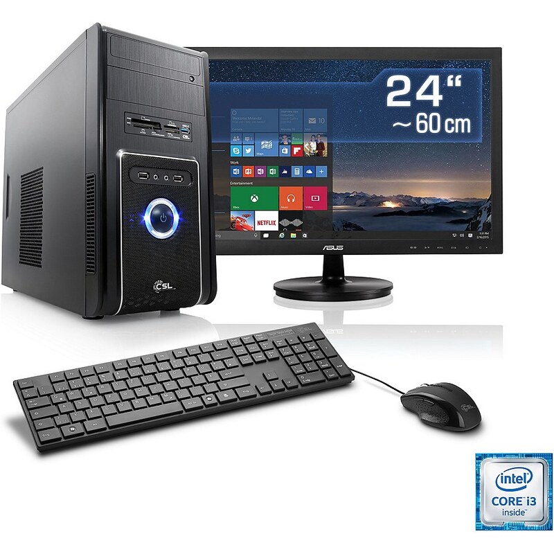 CSL Multimedia PC Set i3-6100 Intel HD 530 4 GB RAM 24" TFT »Speed T5412 Windows 10 Home«