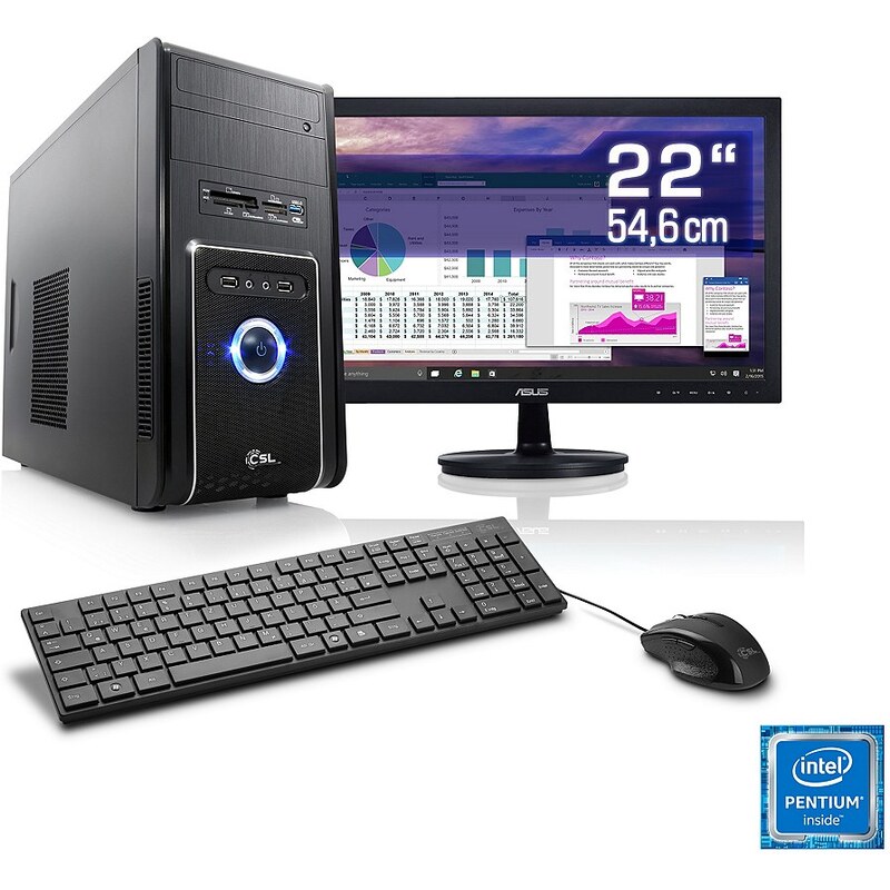 CSL Multimedia PC Set G4400 Intel HD 510 4 GB RAM 22" TFT »Speed T1512 Windows 10 Home«