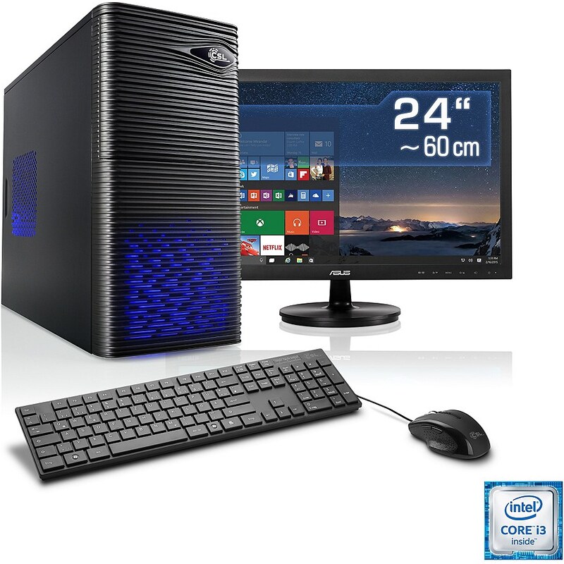 CSL Multimedia PC Set i3-6100 Intel HD Graphic 8 GB 24" TFT »Speed T5812 Windows 10 Home«