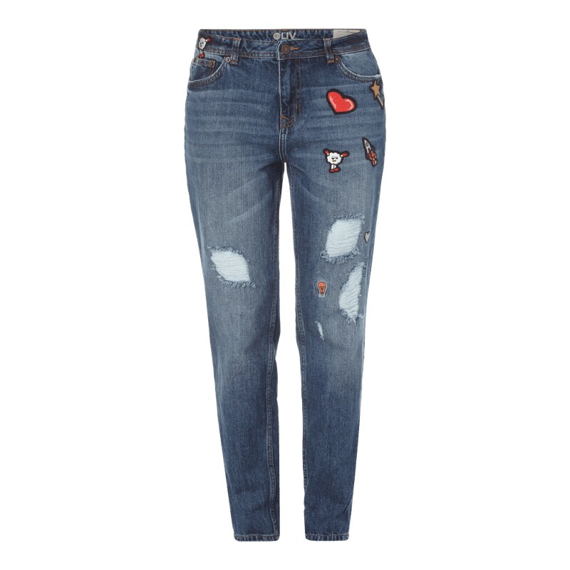 Tom Tailor Denim Boyfriend Fit 5-Pocket-Jeans mit Aufnähern