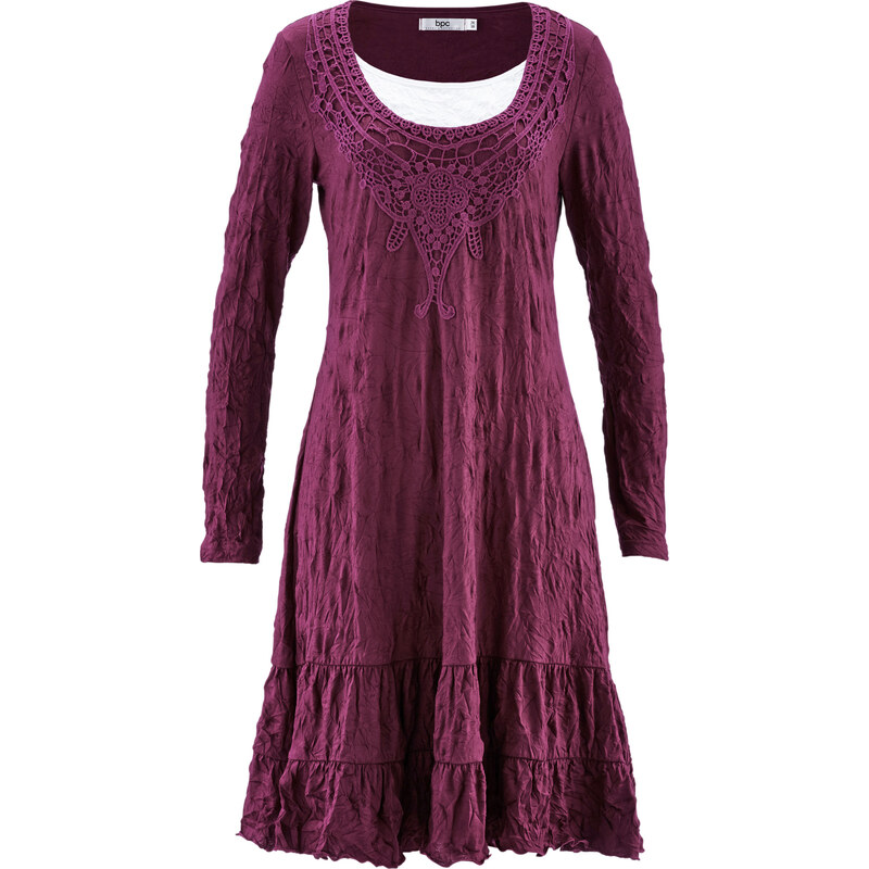 bpc bonprix collection Langärmliges 2-in-1-Kleid mit Crash-Effekt langarm in lila von bonprix