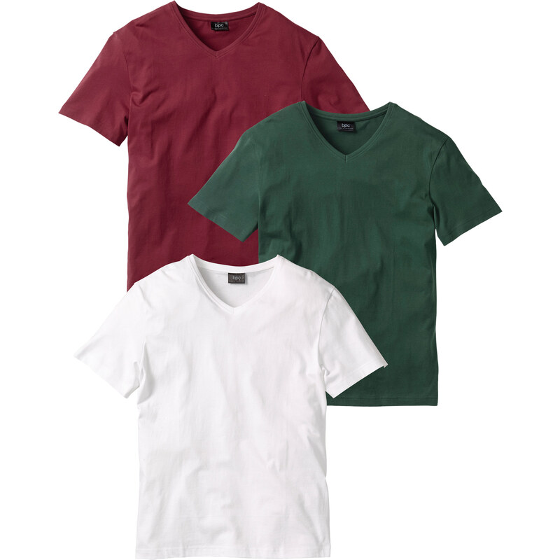 bpc bonprix collection V-T-Shirt (3er-Pack) Regular Fit kurzer Arm in rot für Herren von bonprix