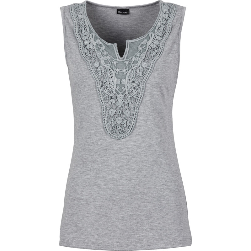 BODYFLIRT Shirttop ohne Ärmel in grau (Rundhals) für Damen von bonprix