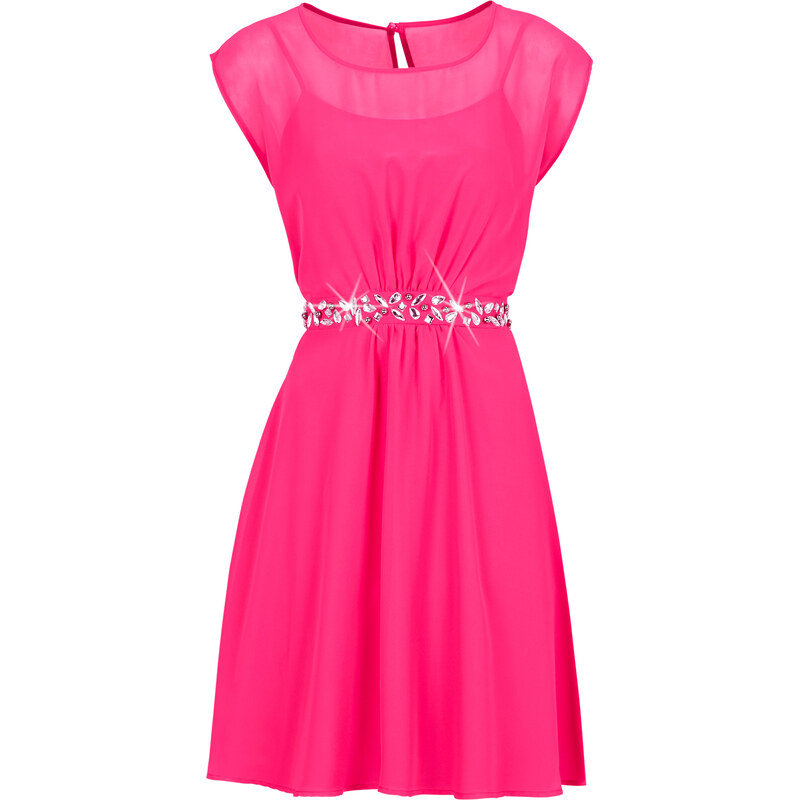 BODYFLIRT Kleid/Sommerkleid kurzer Arm in pink (Rundhals) von bonprix