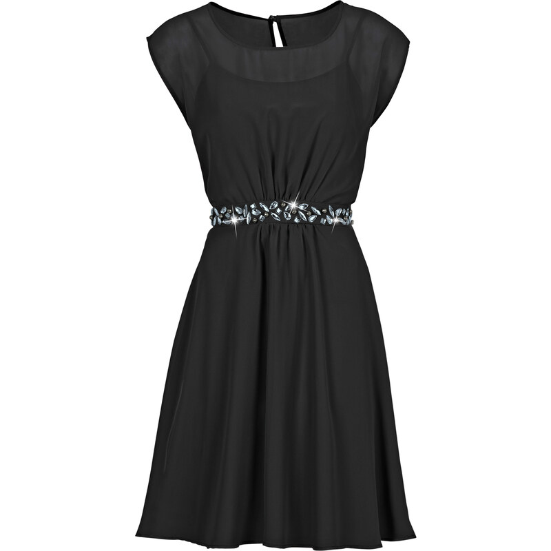 BODYFLIRT Kleid/Sommerkleid kurzer Arm in schwarz (Rundhals) von bonprix