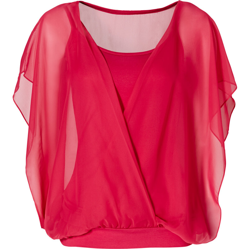 BODYFLIRT Shirtbluse kurzer Arm in pink (Rundhals) für Damen von bonprix
