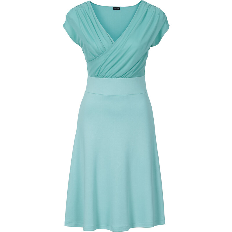 BODYFLIRT Kleid/Sommerkleid kurzer Arm in grün (V-Ausschnitt) von bonprix