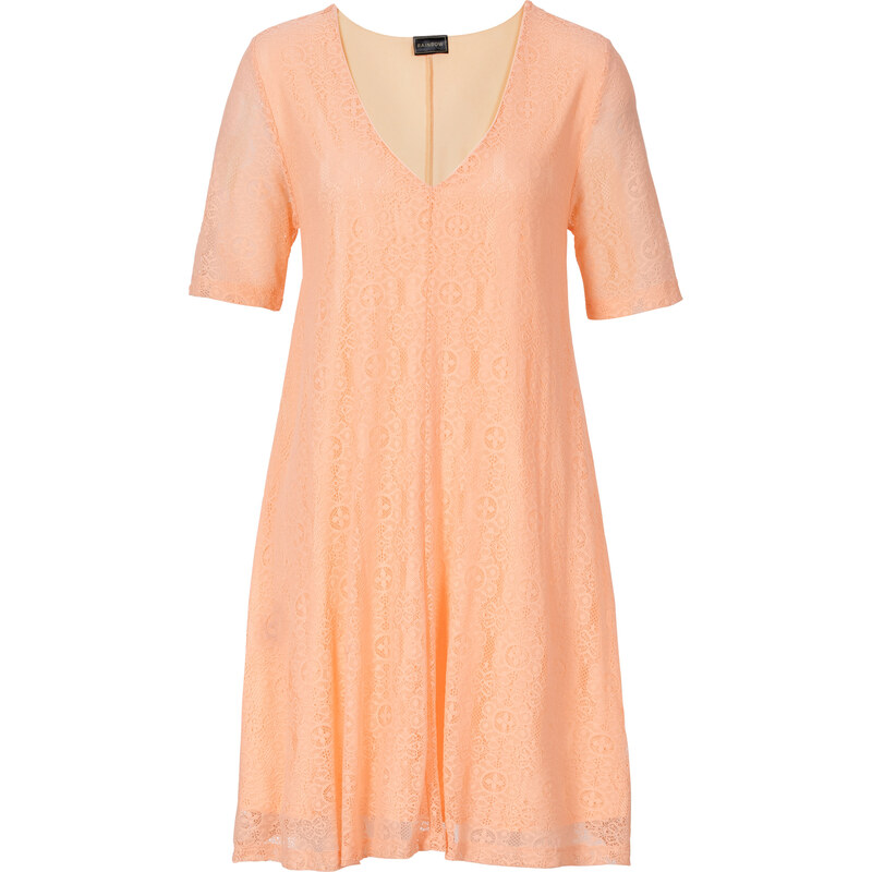 RAINBOW Spitzenkleid/Sommerkleid kurzer Arm in orange von bonprix