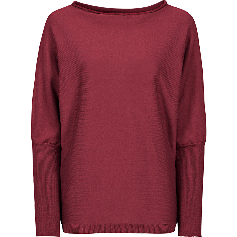 BODYFLIRT boutique Pullover mit Drapé-Effekt langarm in rot für Damen von bonprix
