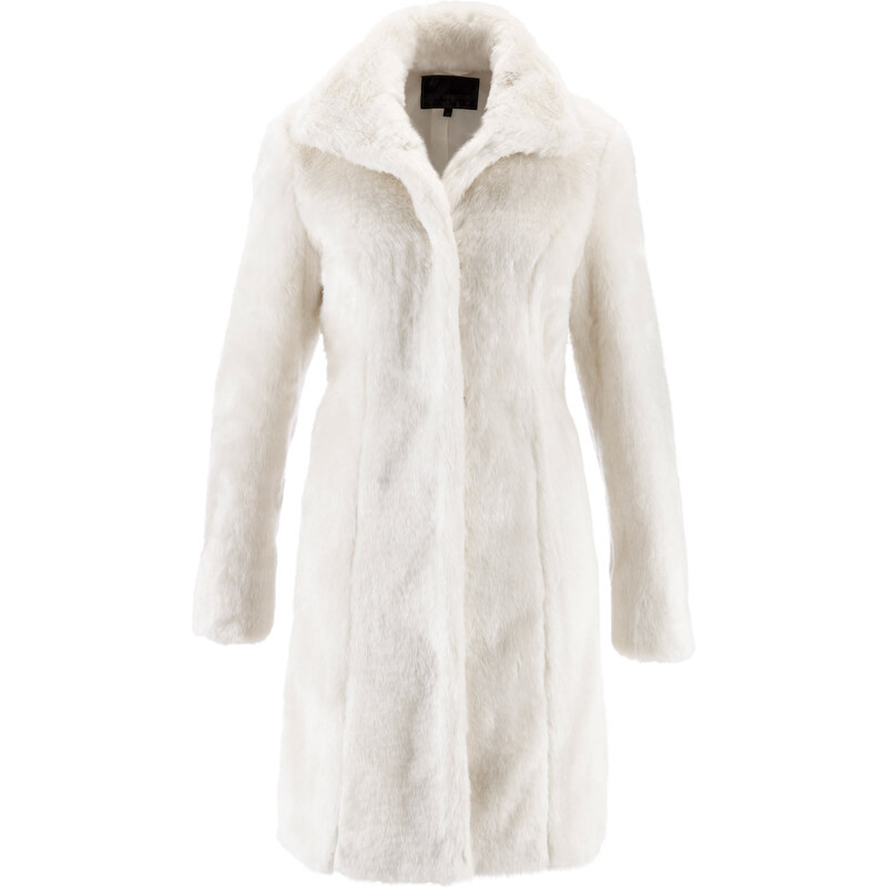 bpc selection Fellimitat-Mantel mit Hakenschließe langarm in weiß für Damen von bonprix