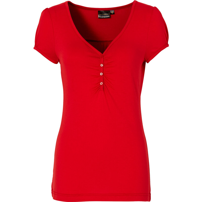 RAINBOW Shirt kurzer Arm in rot (V-Ausschnitt) für Damen von bonprix