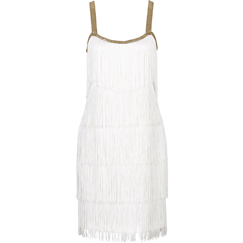 BODYFLIRT boutique Kleid mit Fransen ohne Ärmel in weiß von bonprix