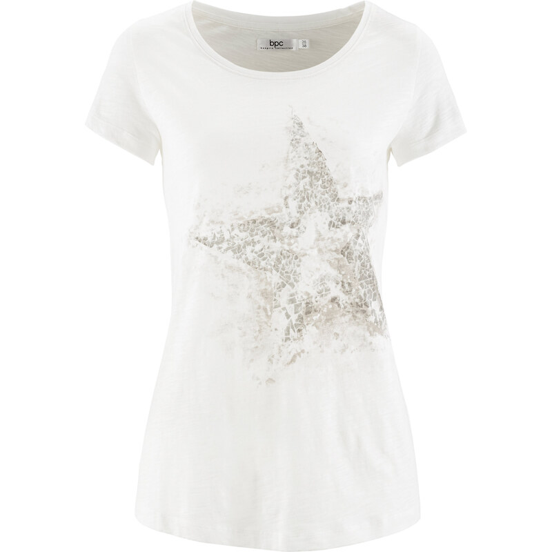 bpc bonprix collection Flammgarn-Shirt mit kurzen Ärmeln kurzer Arm in weiß für Damen von bonprix