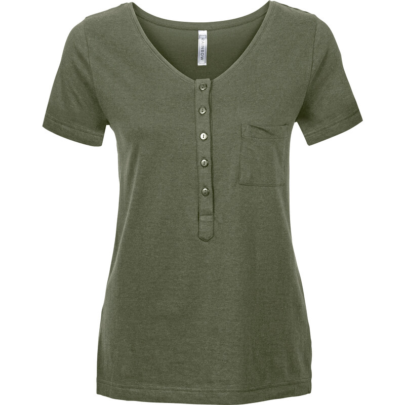 RAINBOW T-Shirt kurzer Arm in grün (V-Ausschnitt) für Damen von bonprix