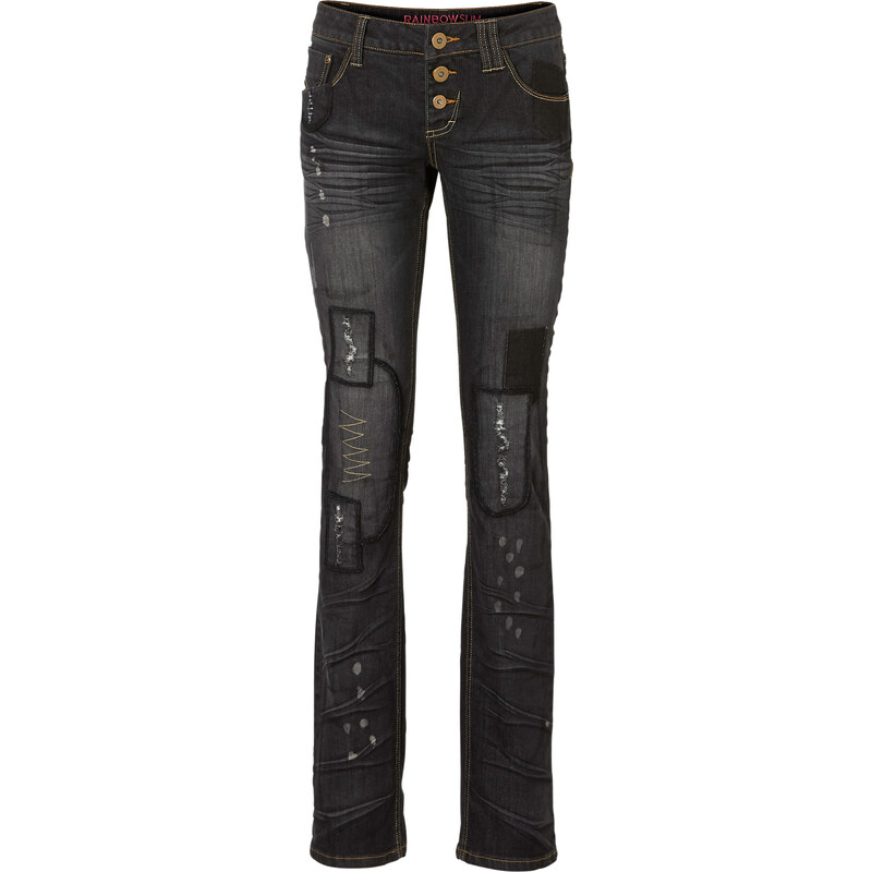 RAINBOW Jeans im Used-Look in schwarz für Damen von bonprix