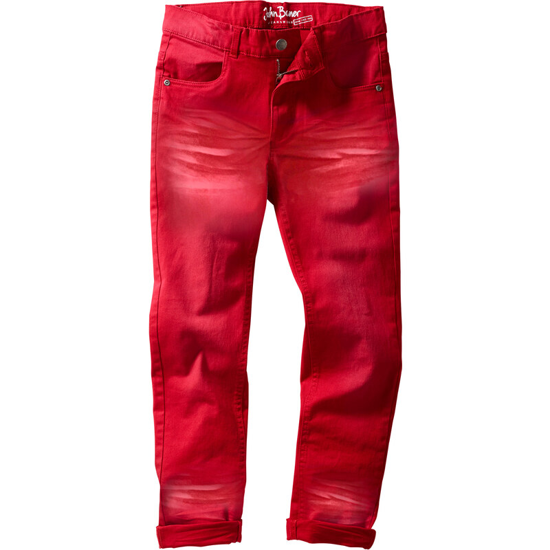 John Baner JEANSWEAR Slim Fit Hose mit Used Effekten in rot für Jungen von bonprix