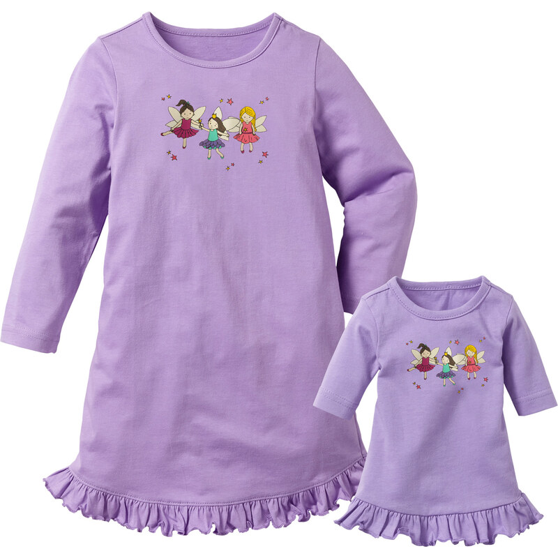 bpc bonprix collection Nachthemd + Puppennachthemd (2-tlg. Set) in lila für Mädchen von bonprix