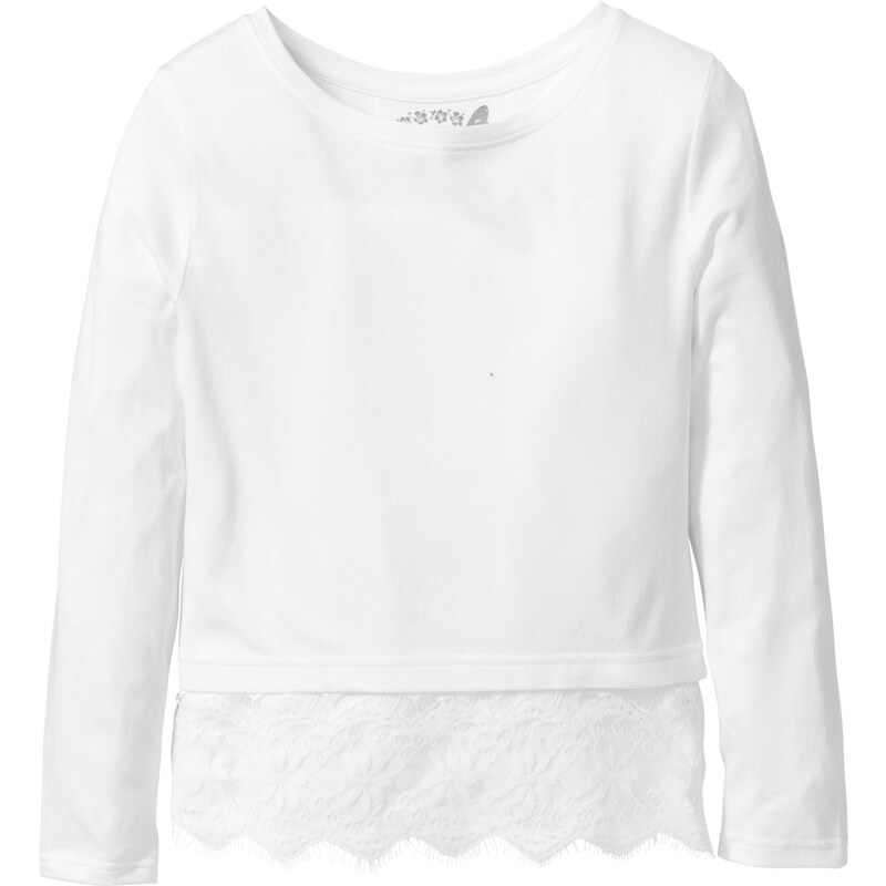 bpc bonprix collection Shirt mit Spitze langarm in weiß für Mädchen von bonprix