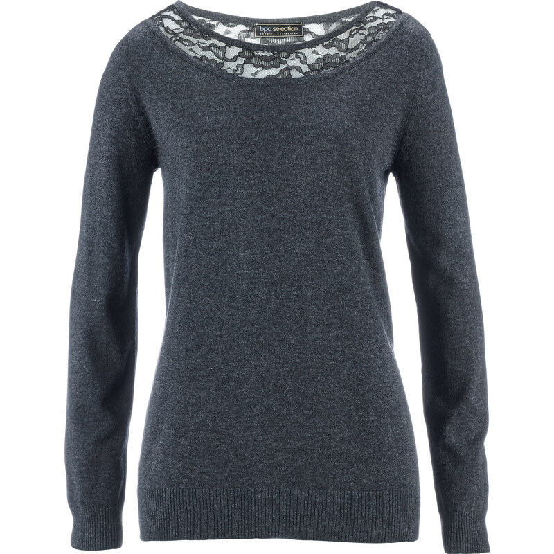bpc selection Pullover in grau (Rundhals) für Damen von bonprix