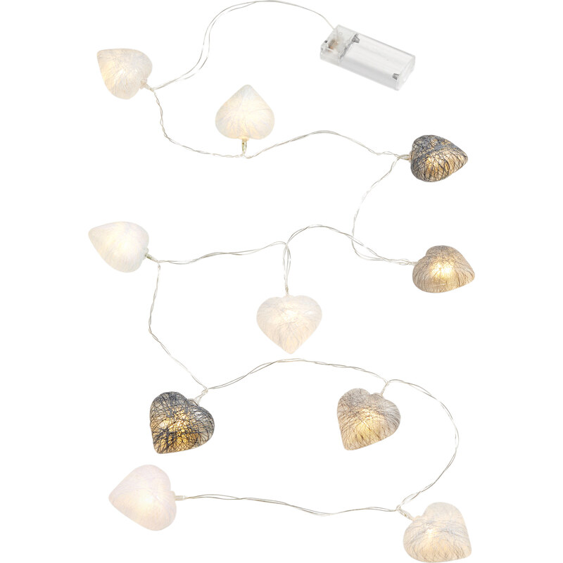 bpc living LED-Lichterkette Cotton Herzen in grau von bonprix
